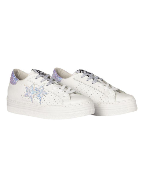 Sneakers donna HS bianco argento cangiante 2STAR 2SD3055