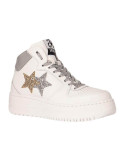 Sneakers Queen High Bianco- Oro-Argento 2Star 3289
