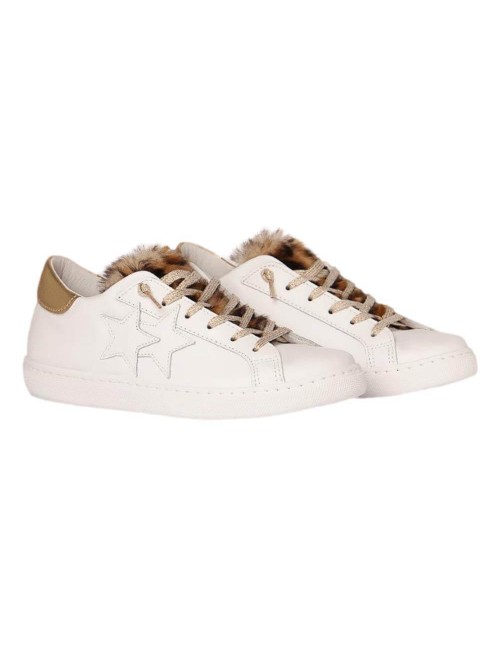 Sneakers low bianco- oro fur beige 2Star 3214